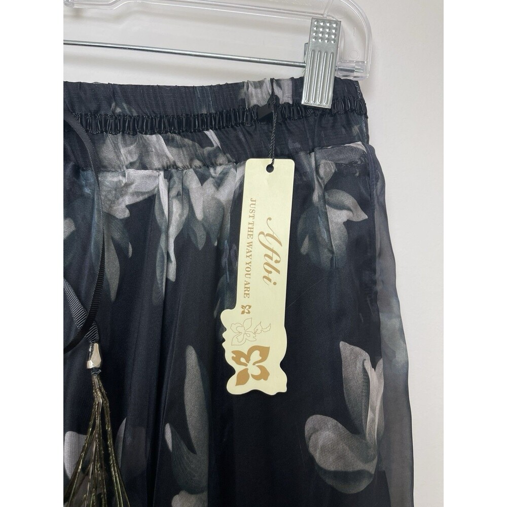 Afibi Gray Floral Maxi Skirt M Sheer Festival Ethereal Boho Goth Witchy Cottage - Picture 6 of 12